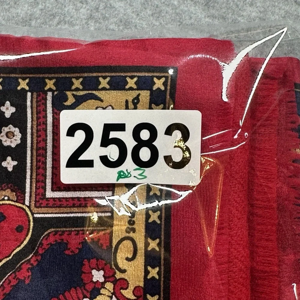 Vintage Oscar de la‎ Renta 100% Silk/Wool Paisley Scarf Red Japan 90s NOTE 52x10